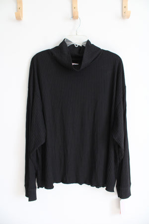 NEW Refinery29 Black Ribbed Mock Neck Long Sleeved Top | 3X