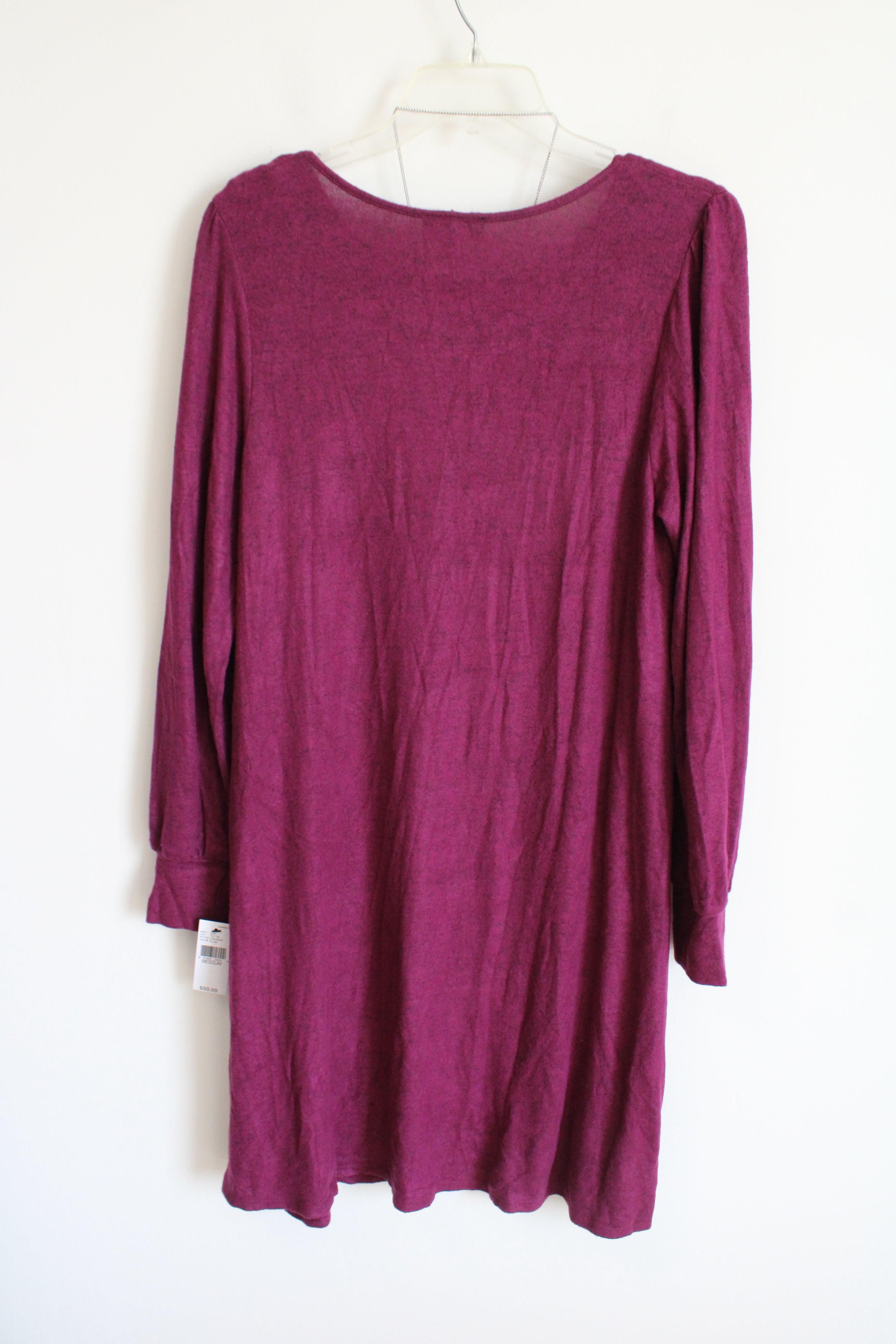 NEW AB Studio Soft Plum Long Sleeved Dress & Silver Necklace | M