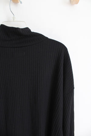 NEW Refinery29 Black Ribbed Mock Neck Long Sleeved Top | 3X