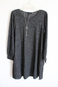 NEW AB Studio Soft Gray Long Sleeved Dress & Silver Necklace | M