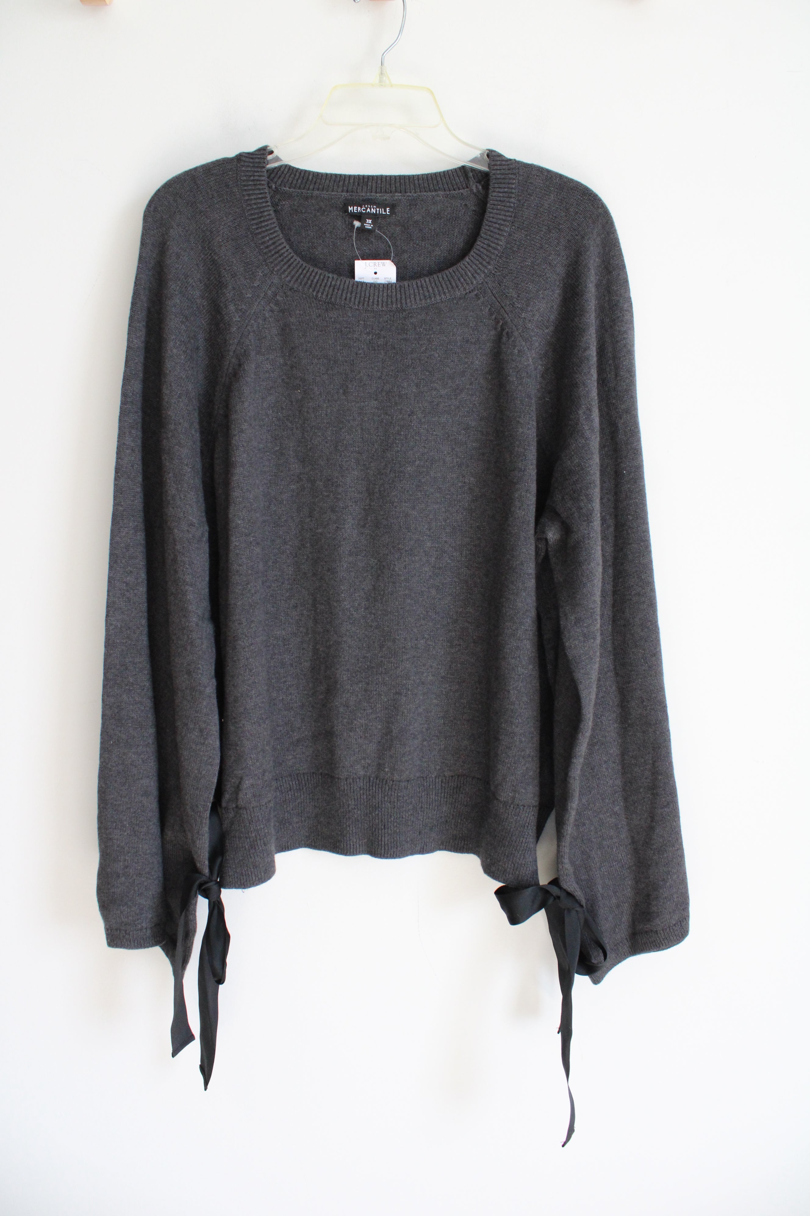 NEW J.Crew Mercantile Dark Gray Bow Wide Sleeve Sweater | 3X