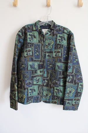 Coldwater Creek Blue & Green Floral Jacket | L