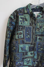 Coldwater Creek Blue & Green Floral Jacket | L