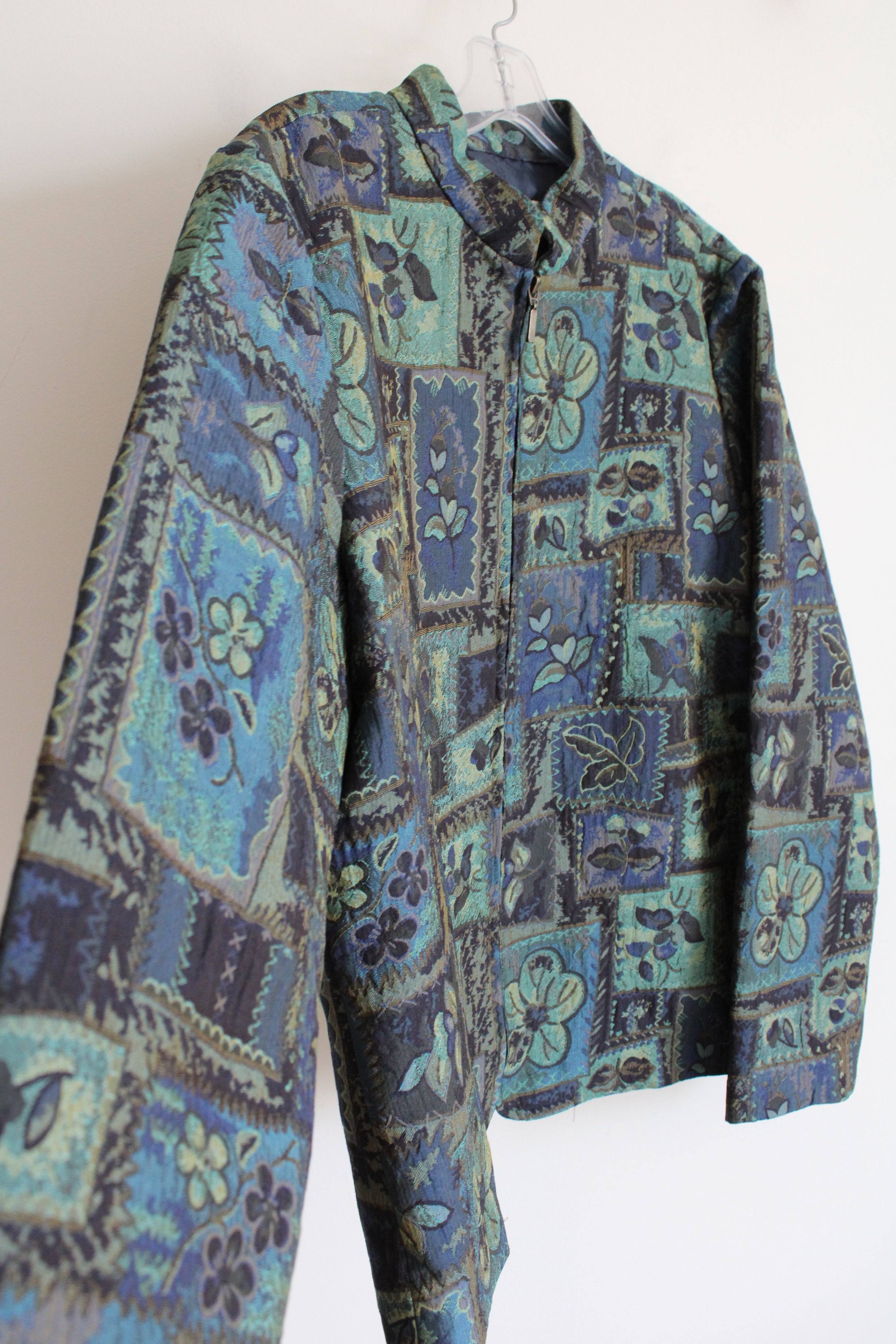 Coldwater Creek Blue & Green Floral Jacket | L