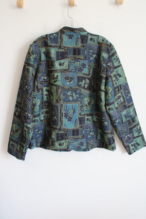 Coldwater Creek Blue & Green Floral Jacket | L