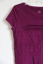 Ann Taylor LOFT Magenta Ruffle Tee | M