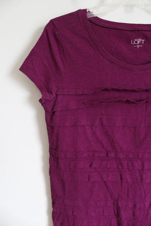Ann Taylor LOFT Magenta Ruffle Tee | M