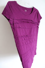 Ann Taylor LOFT Magenta Ruffle Tee | M