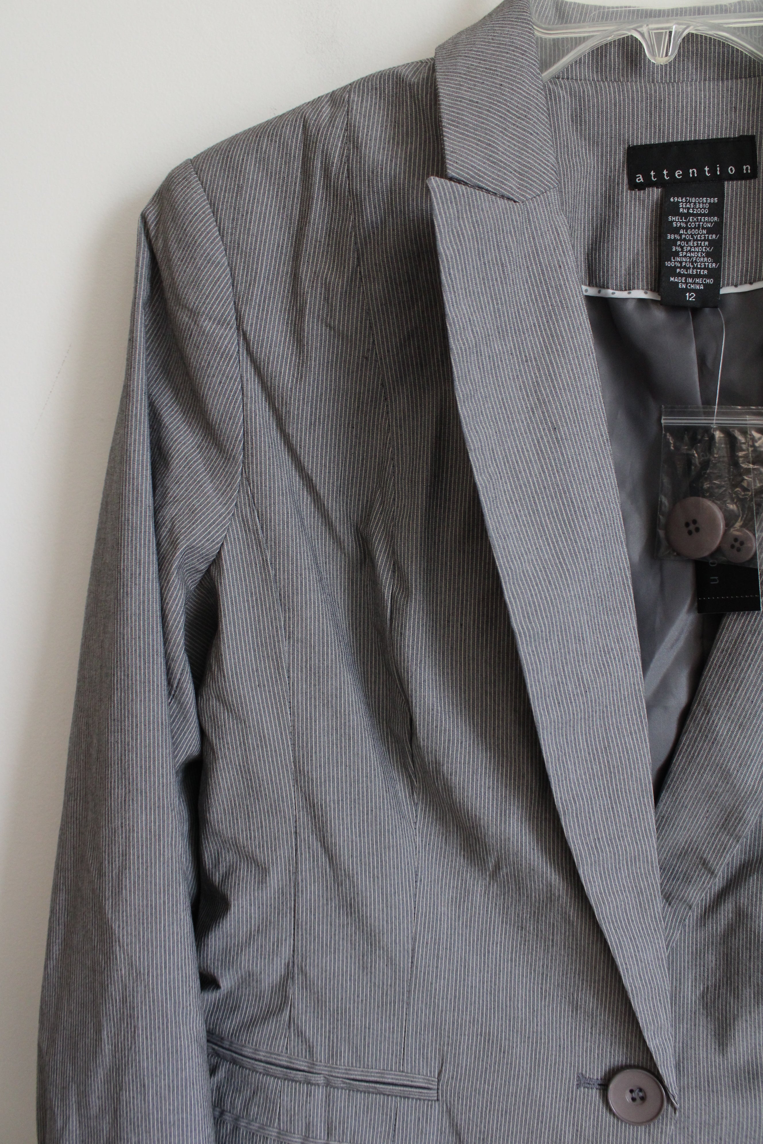 NEW Attention Gray Pinstripe Blazer | 12