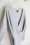 Express Light Gray Ribbed Wrap Tunic Sweater | M