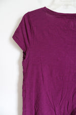 Ann Taylor LOFT Magenta Ruffle Tee | M