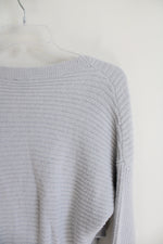 Express Light Gray Ribbed Wrap Tunic Sweater | M