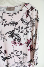 Chico's Easywear Light Pink Floral Knit Long Sleeved Top | 0 (SM)