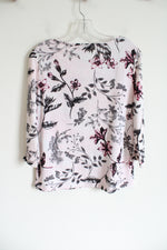 Chico's Easywear Light Pink Floral Knit Long Sleeved Top | 0 (SM)