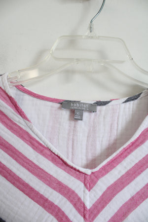 Habitat Clothes To Live In Gray White Pink Cotton Shirt | XS