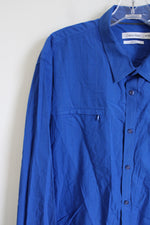 Calvin Klein Body Fit Long Sleeved Button Down Blue Shirt | XXL