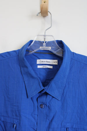 Calvin Klein Body Fit Long Sleeved Button Down Blue Shirt | XXL