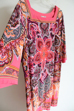 Dressbarn Signature Camryn Pink Orange Paisley Dress | 20W