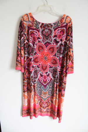 Dressbarn Signature Camryn Pink Orange Paisley Dress | 20W