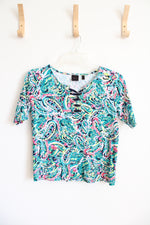 Rafaella Multi-Colored Lace Up Top | M