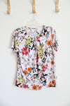 Liz Claiborne White Fall Floral Top | M