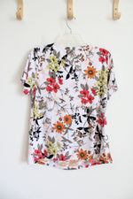 Liz Claiborne White Fall Floral Top | M