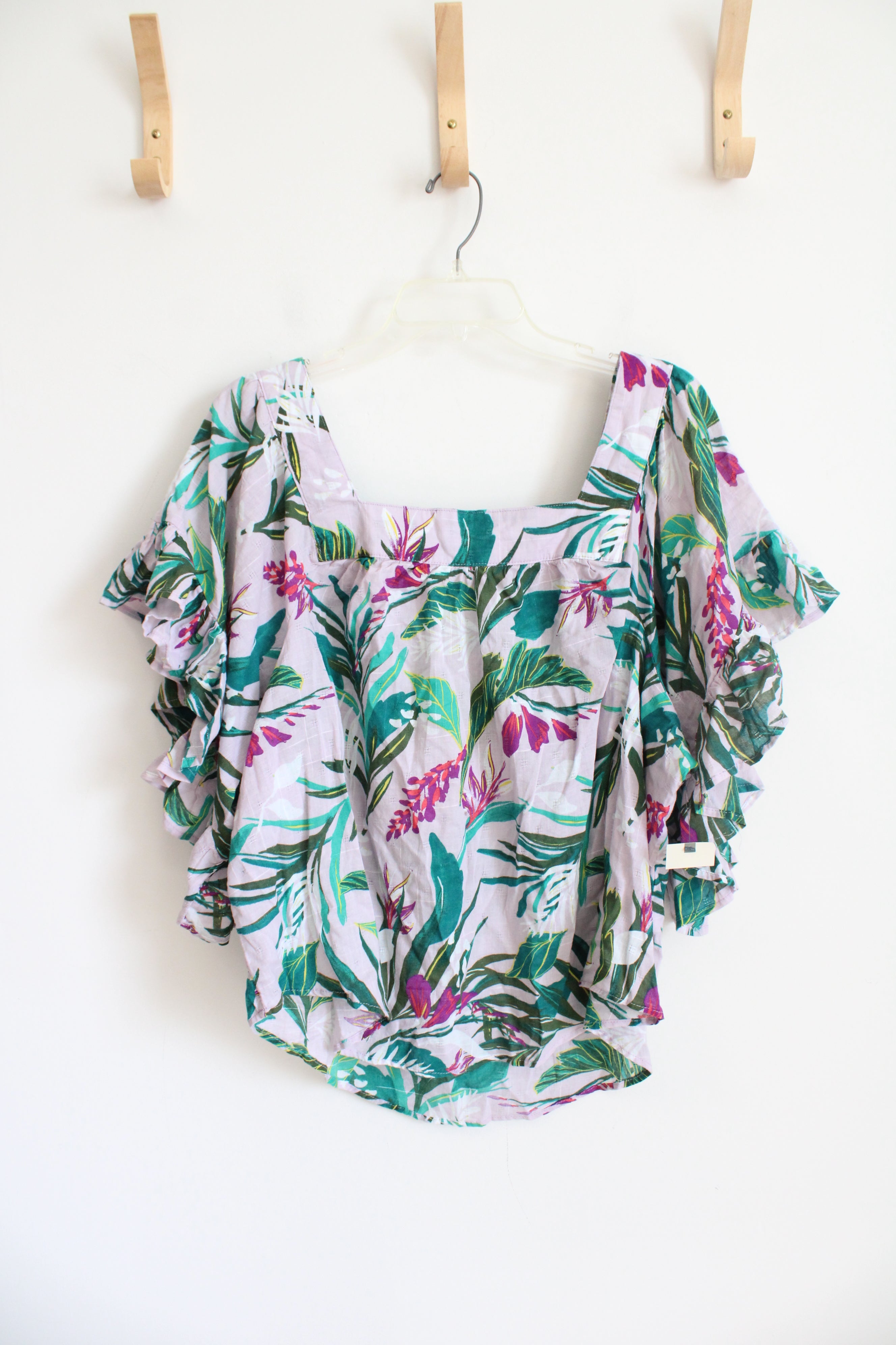 NEW Terra & Sky Floral Purple Square Neck Top | 0X