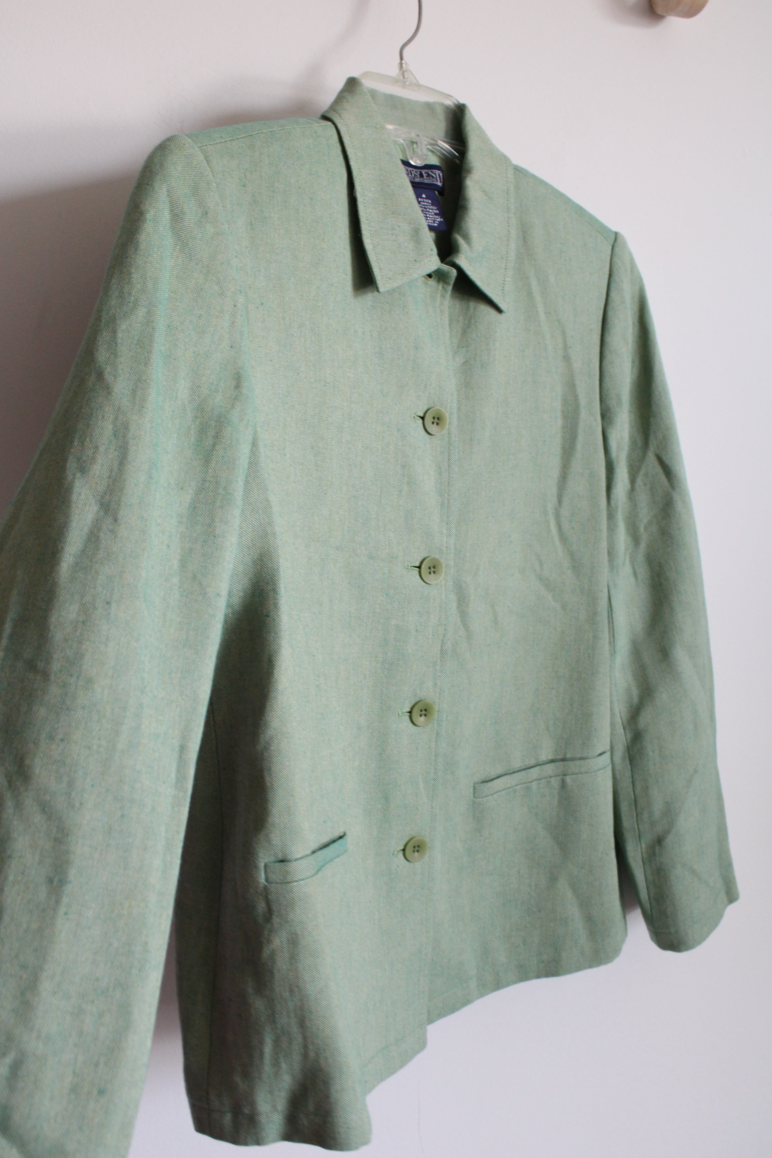 Lands' End Green Linen Jacket | 4 Petite