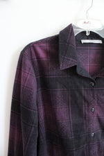 NEW Lee Riders Purple & Black Soft Fleece Button Down Top | XL