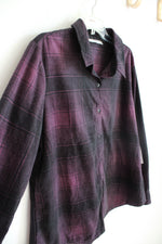 NEW Lee Riders Purple & Black Soft Fleece Button Down Top | XL