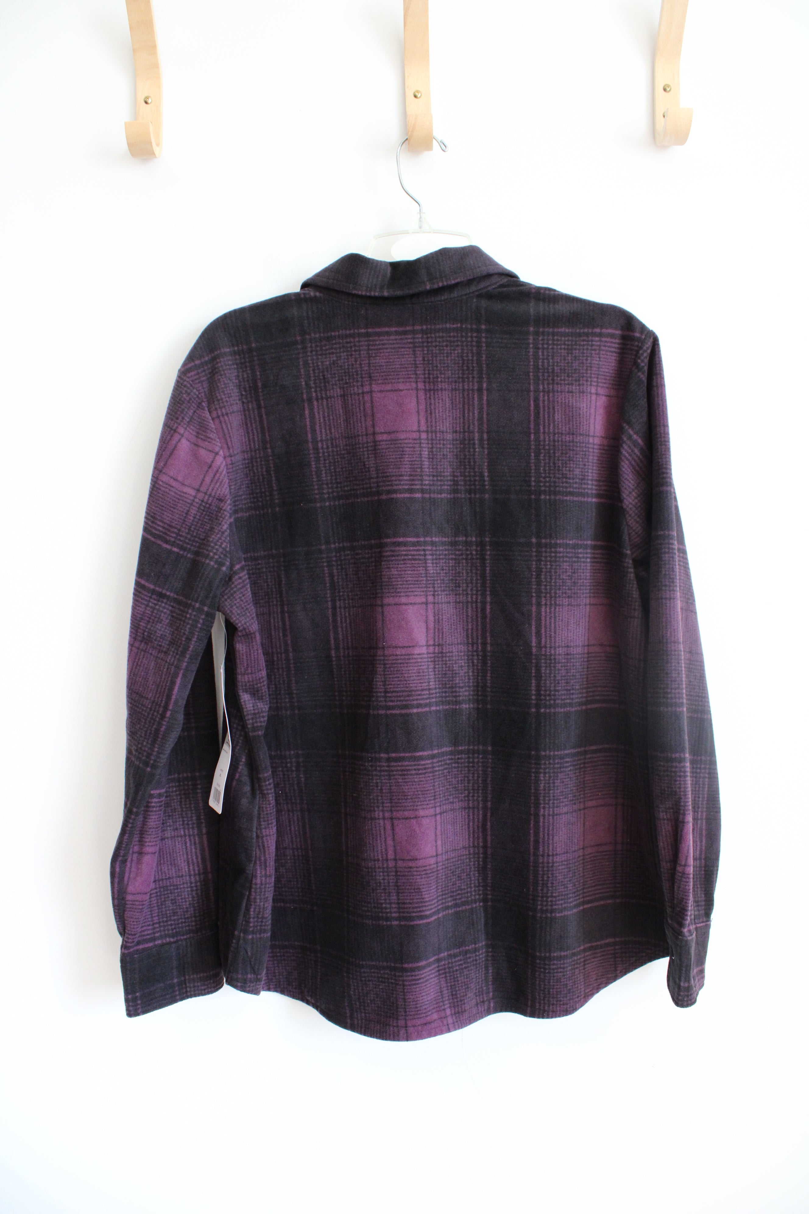 NEW Lee Riders Purple & Black Soft Fleece Button Down Top | XL