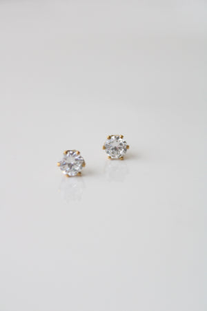 14KP Yellow Gold Clear Stone Earrings