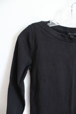 Ann Taylor Wide Neck Solid Black Top | S