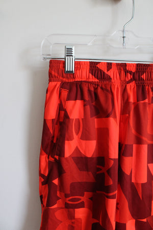 Under Armour Orange Patterned Athletic Shorts | Youth S (8)