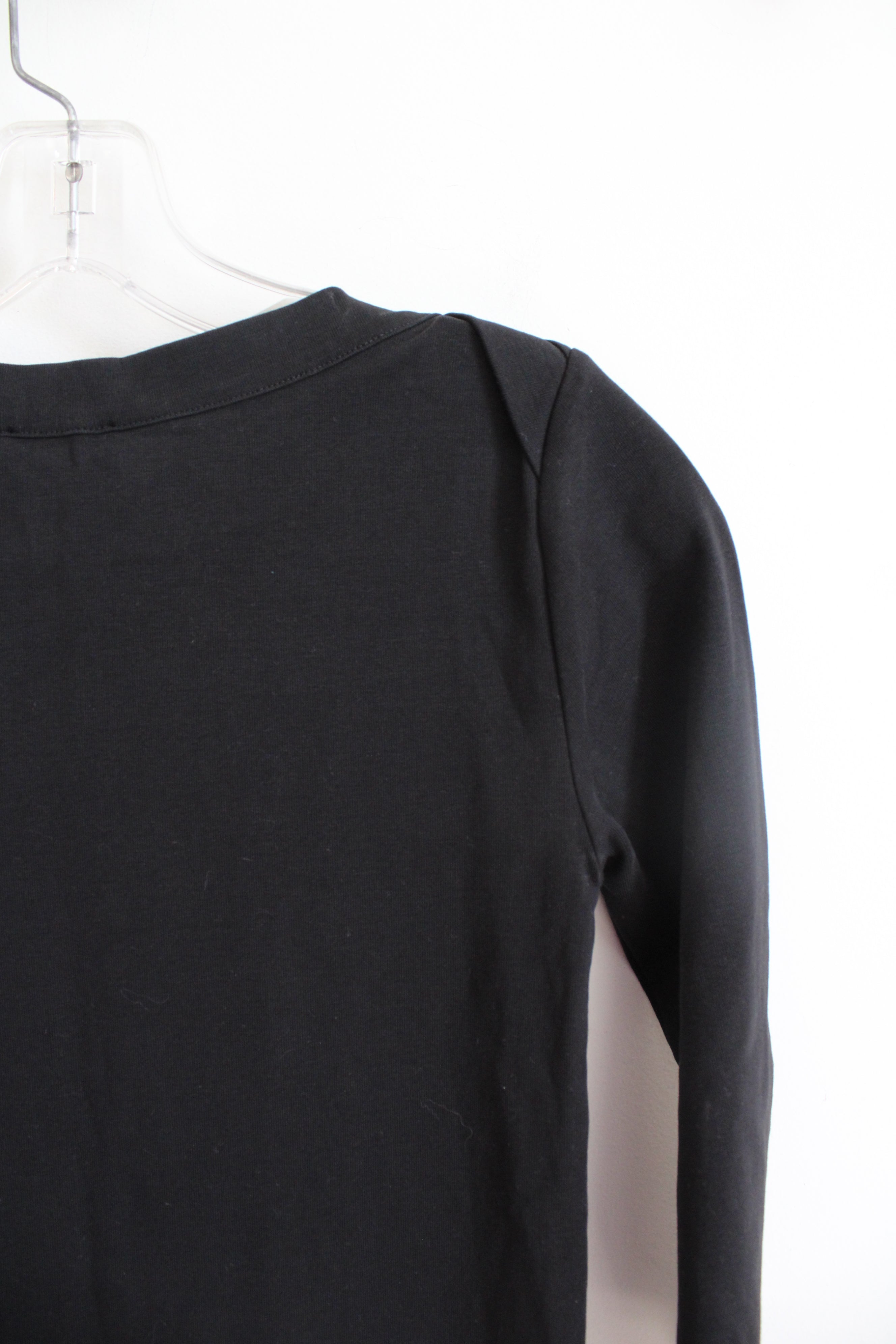 Ann Taylor Wide Neck Solid Black Top | S