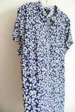 MSK Women Blue White Floral Collared Dress | 3X