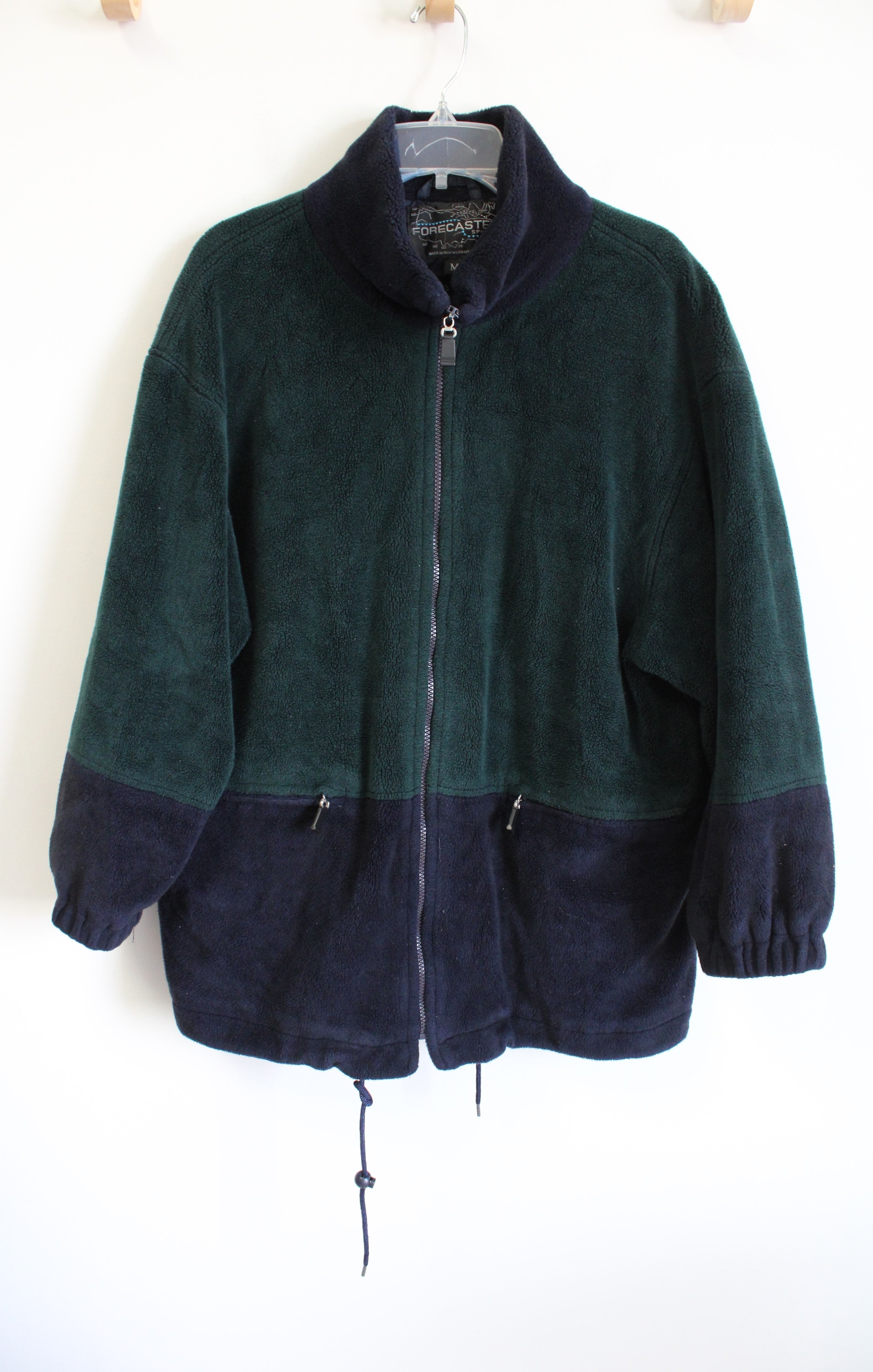 Forecaster Sport Vintage Green & Navy Colorblock Full Zip Fleece Jacket | M