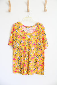 Lane Bryant Gold Yellow Floral Perfect Sleeve Top | 14/16