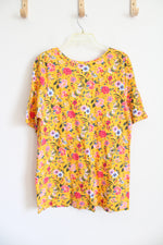 Lane Bryant Gold Yellow Floral Perfect Sleeve Top | 14/16