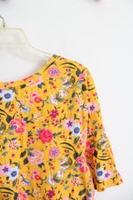 Lane Bryant Gold Yellow Floral Perfect Sleeve Top | 14/16