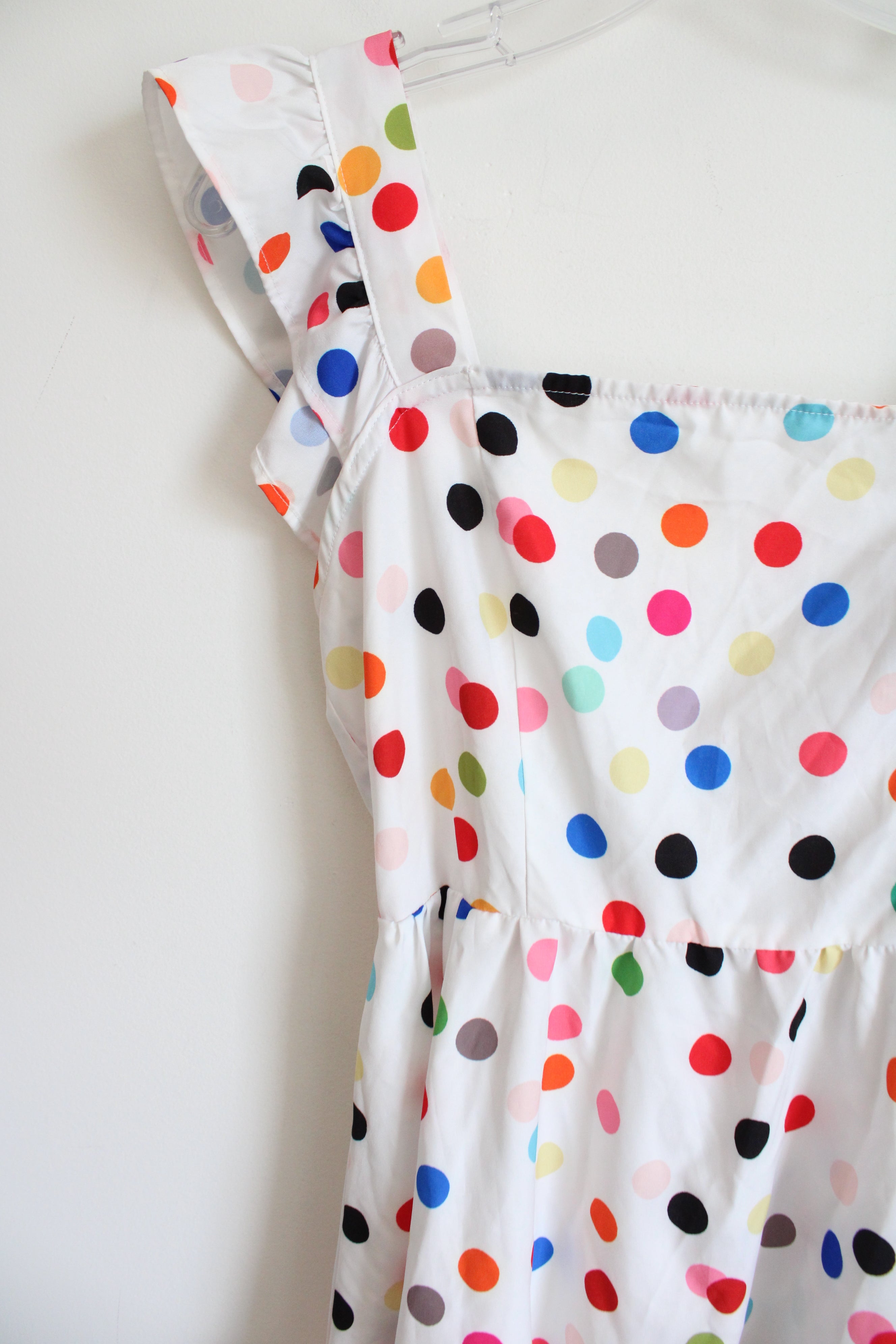 Shein White Colorful Polka Dotted Dress | S