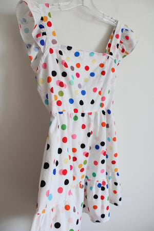 Shein White Colorful Polka Dotted Dress | S