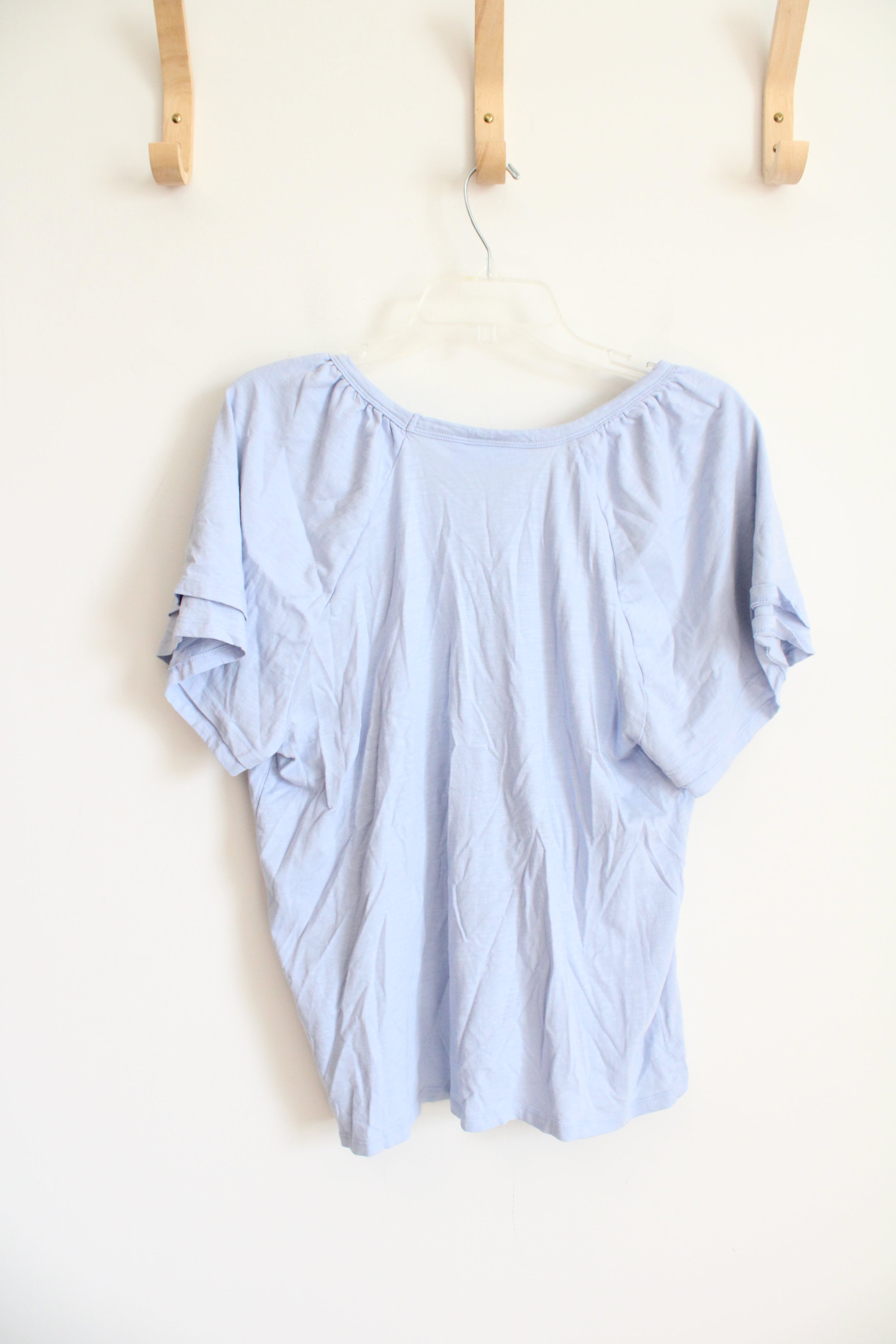 Rafaella Light Blue Layered Sleeve V-Neck Top | XXL