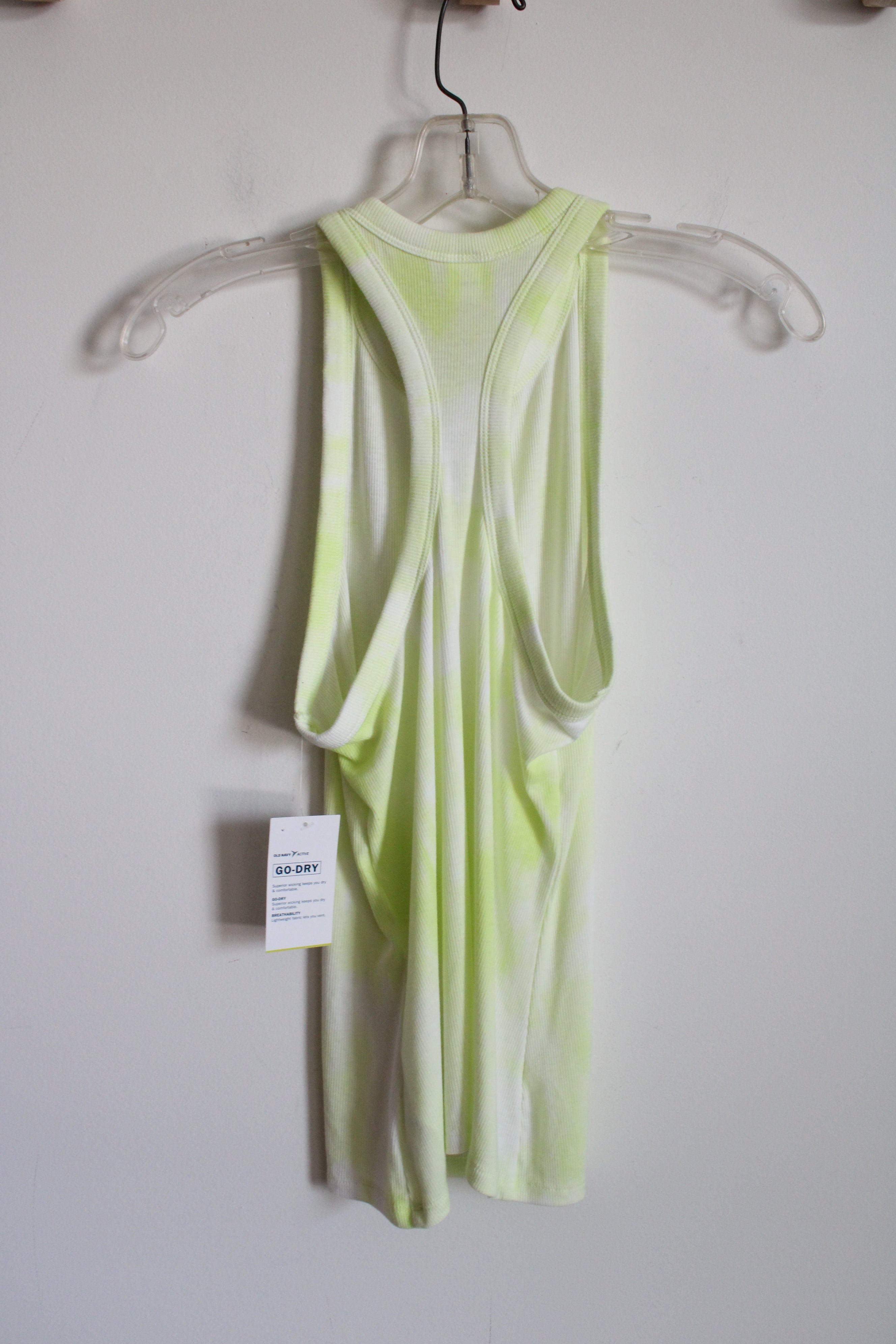 NEW Old Navy Active Yellow White Tie-Dye Ribbed Tank | S