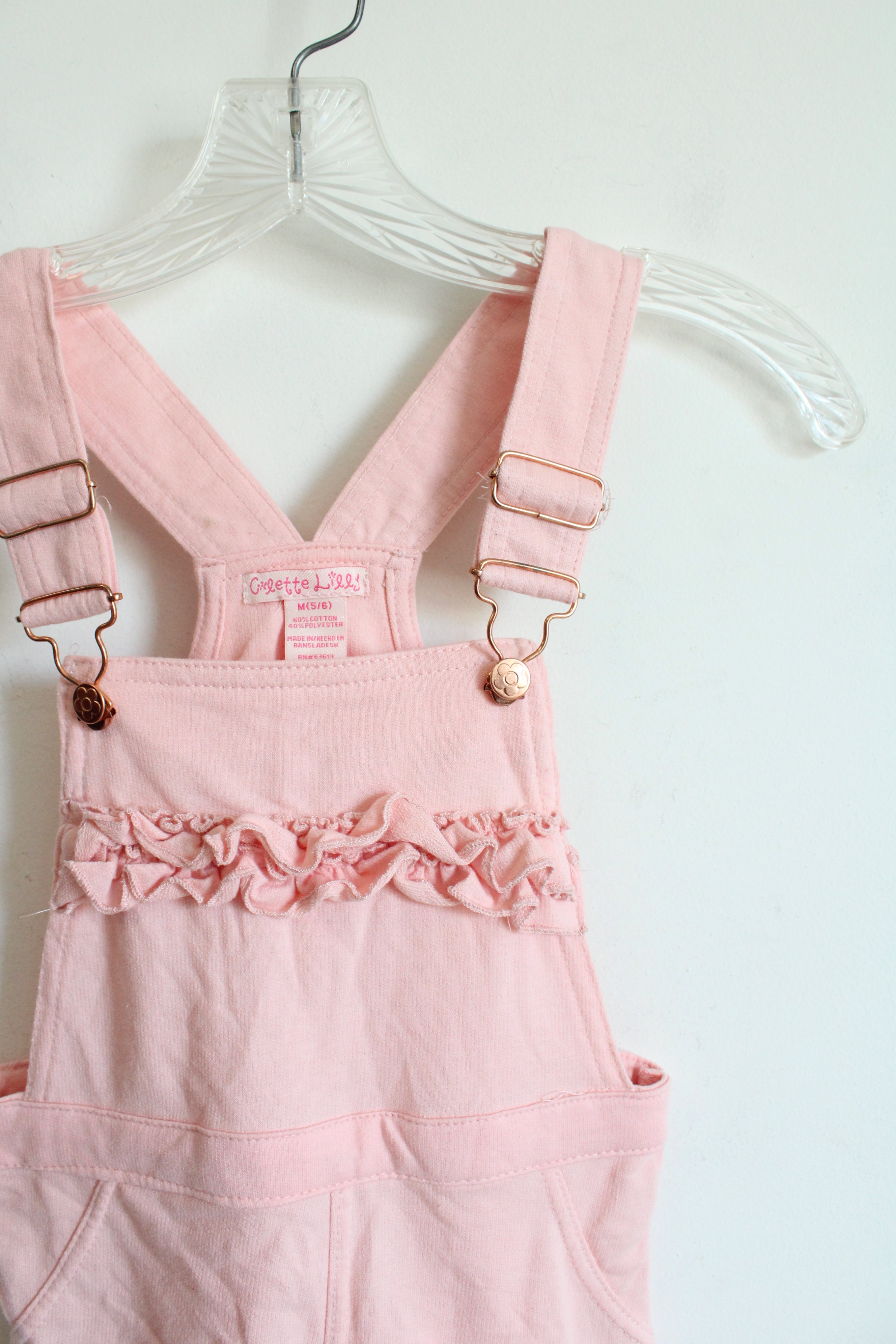 Colette Lilly Pink Ruffled Overalls | Youth M (5/6)