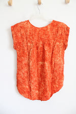 Xhilaration Orange Patterned Cuffed Sleeved Top | L