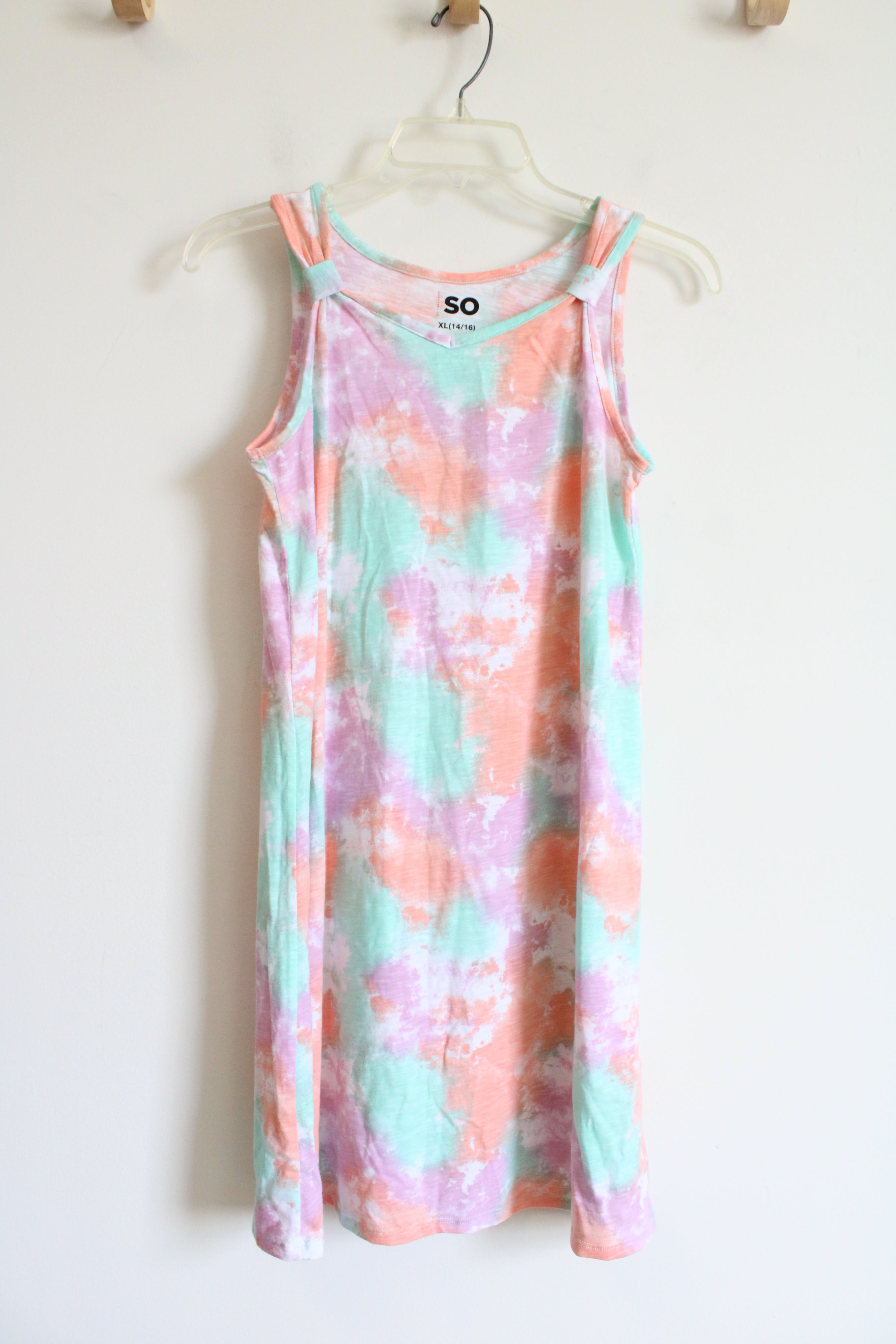 SO Orange Purple Green Tie-Dyed Dress | Youth XL (14/16)