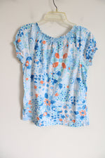Ralph Lauren Blue Orange Patterned Peasant Top | M