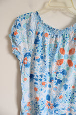 Ralph Lauren Blue Orange Patterned Peasant Top | M