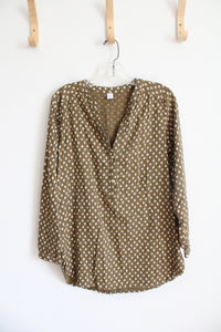 Old Navy Gold & White Patterned Green Long Sleeved Top | M